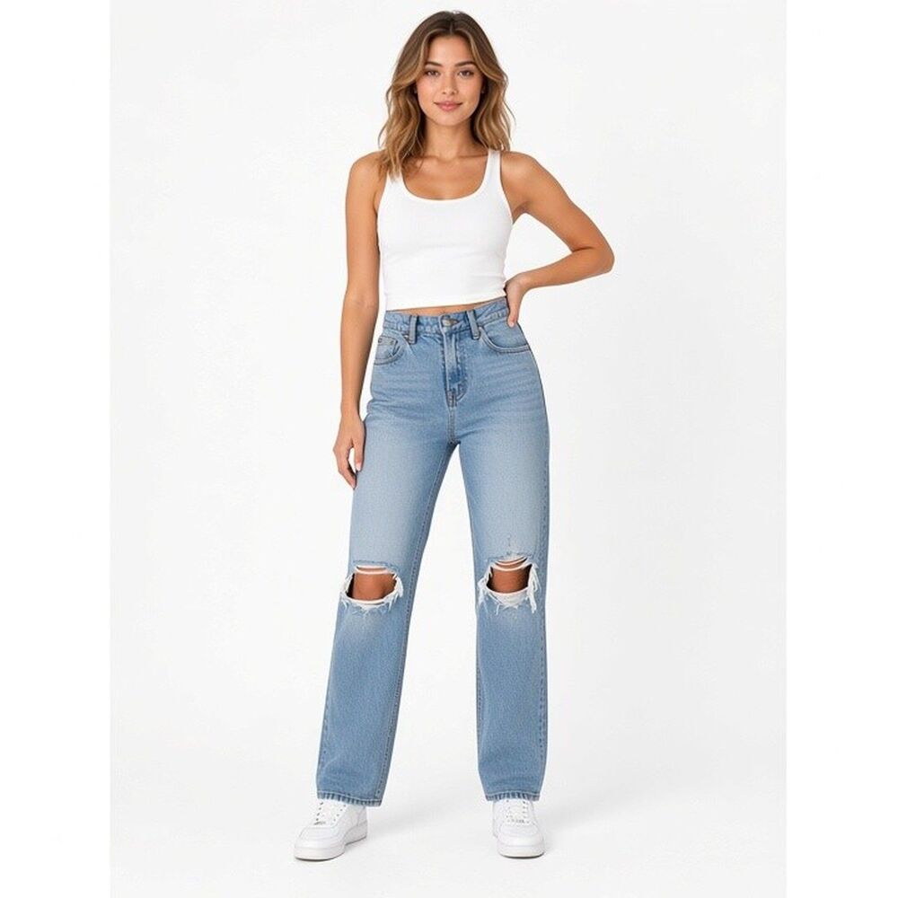 Abercrombie 90s Straight Ultra High Rise Jeans 24 00 Short Light Wash Ripped